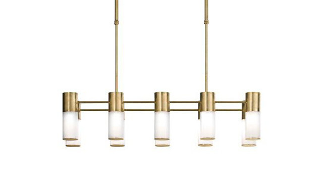 Elegant Design Chandelier with Natural Brass & Glass