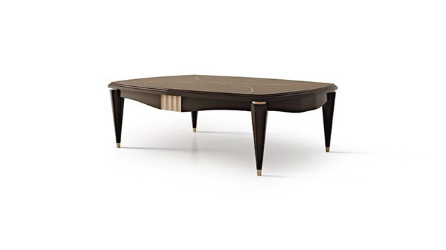 Rectangular coffee table - herringbone and decor