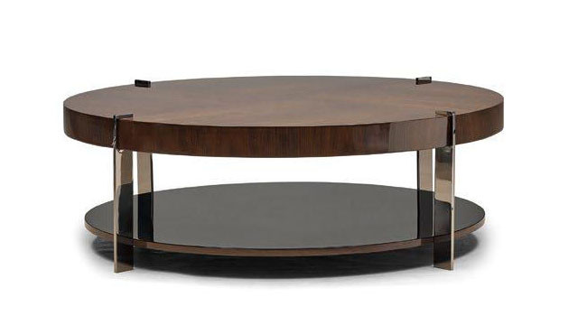 Elegant Wooden Brass Coffee Table