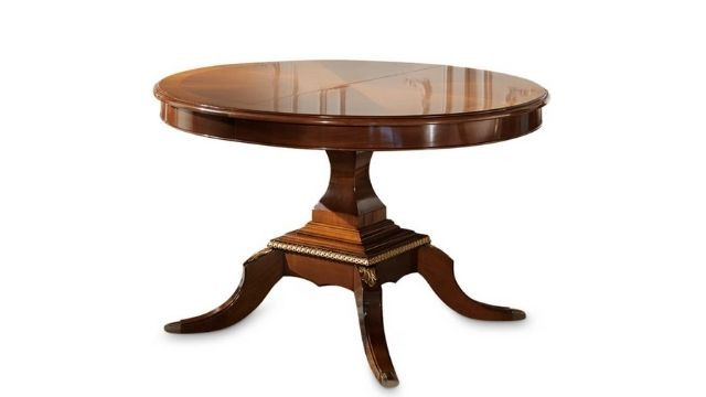 Luxury Round leaf table walnut finish with gold