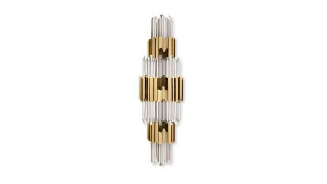 Luxury gold and crystal glass wall Light
