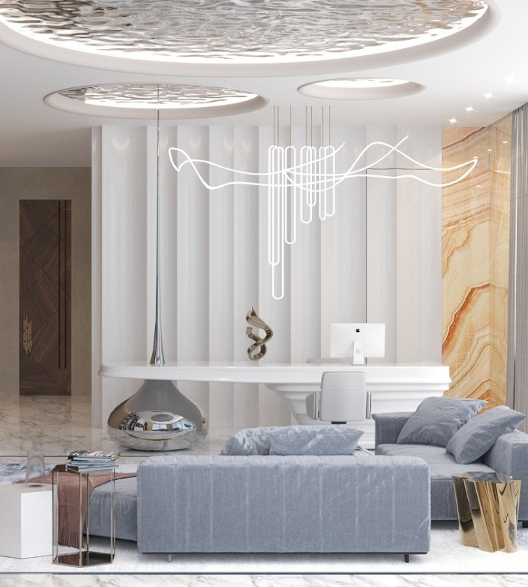 Luxury Design Swivel Armchair with wooden base